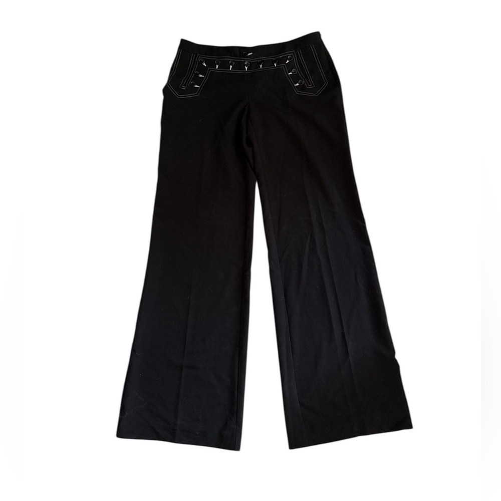David Bitton Buffalo Black Wide-Leg Pants with Button Detail